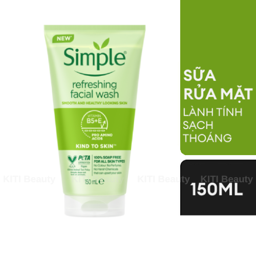 Sữa Rửa Mặt Simple Giúp Da Sạch Thoáng 150ml Kind To Skin Refreshing Facial Wash Gel